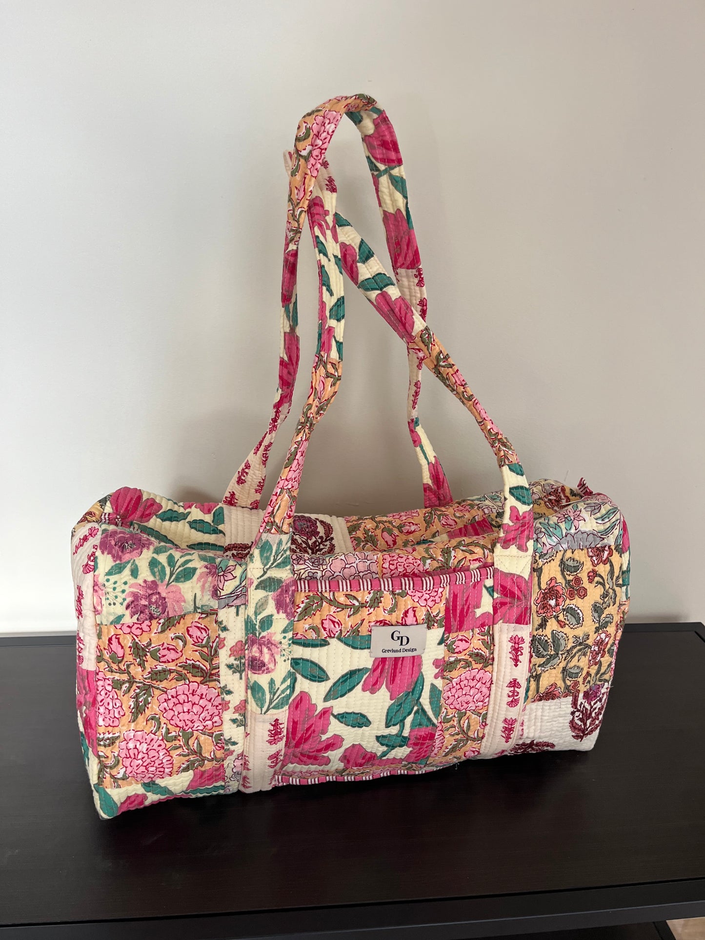 Quilttaske, creme patchwork