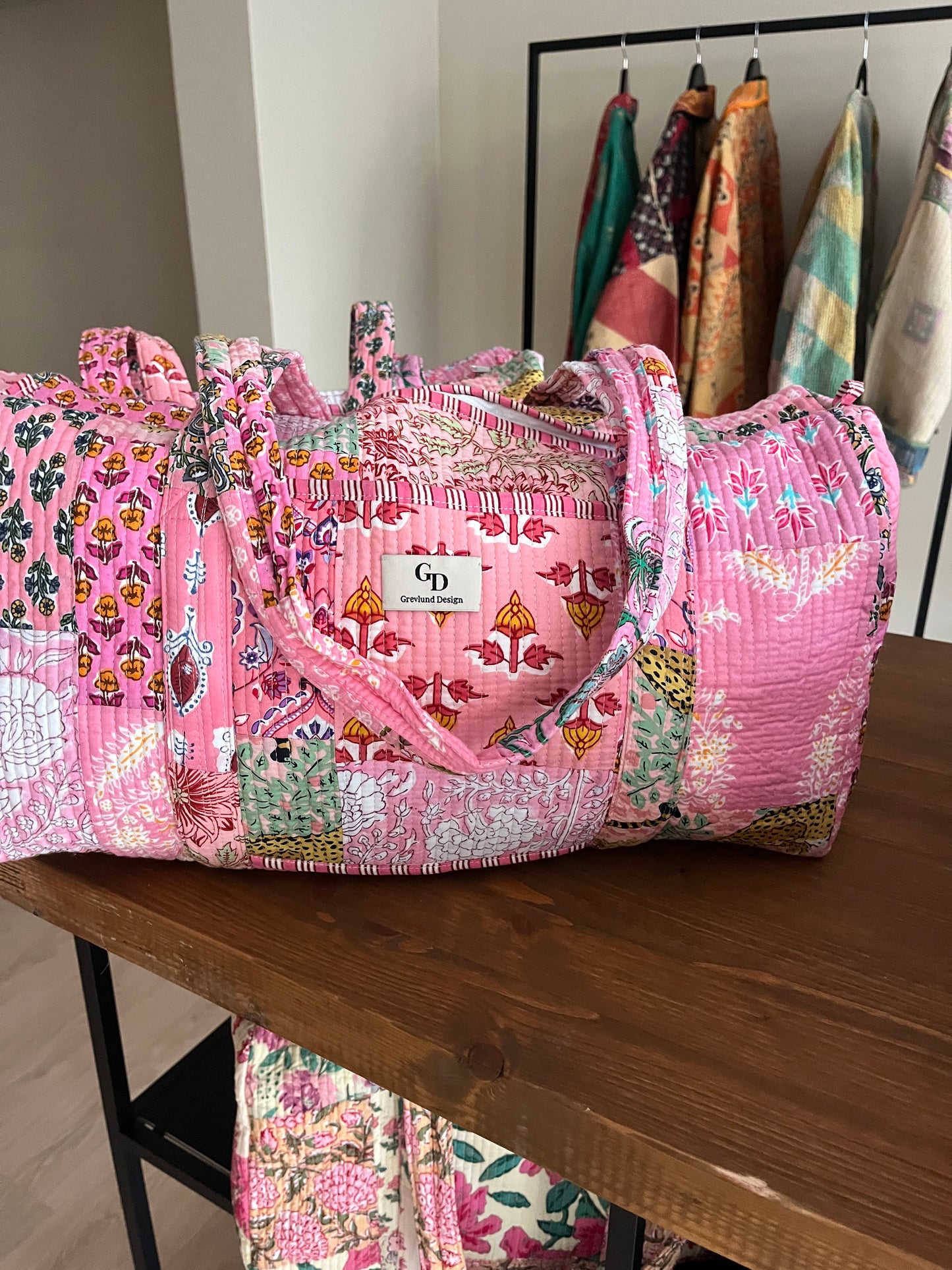 Quilttaske, pink patchwork