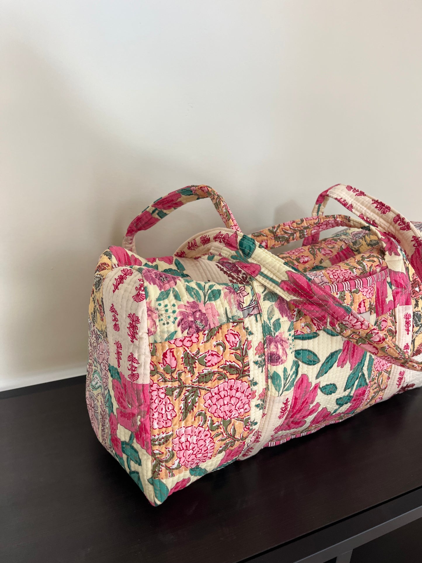 Quilttaske, creme patchwork