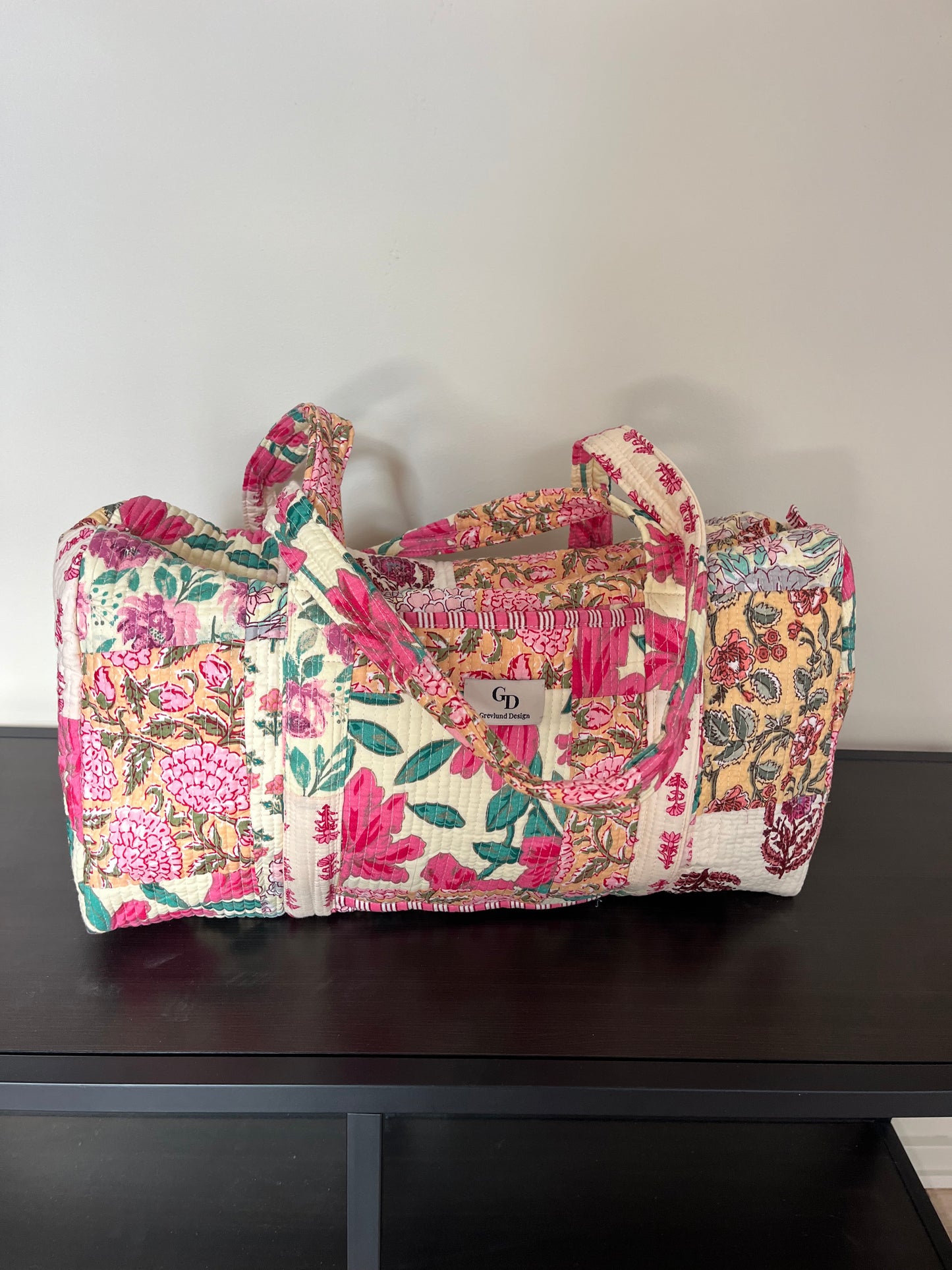 Quilttaske, creme patchwork