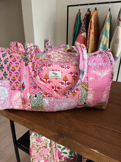 Quilttaske, pink patchwork