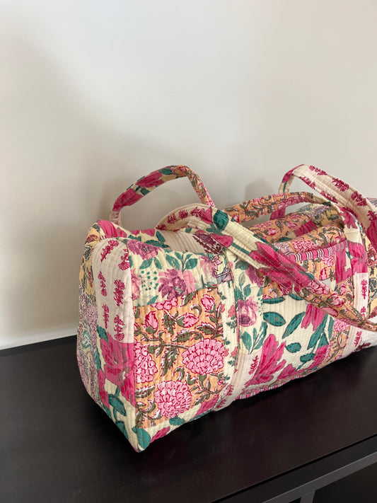 Quilttaske, creme patchwork
